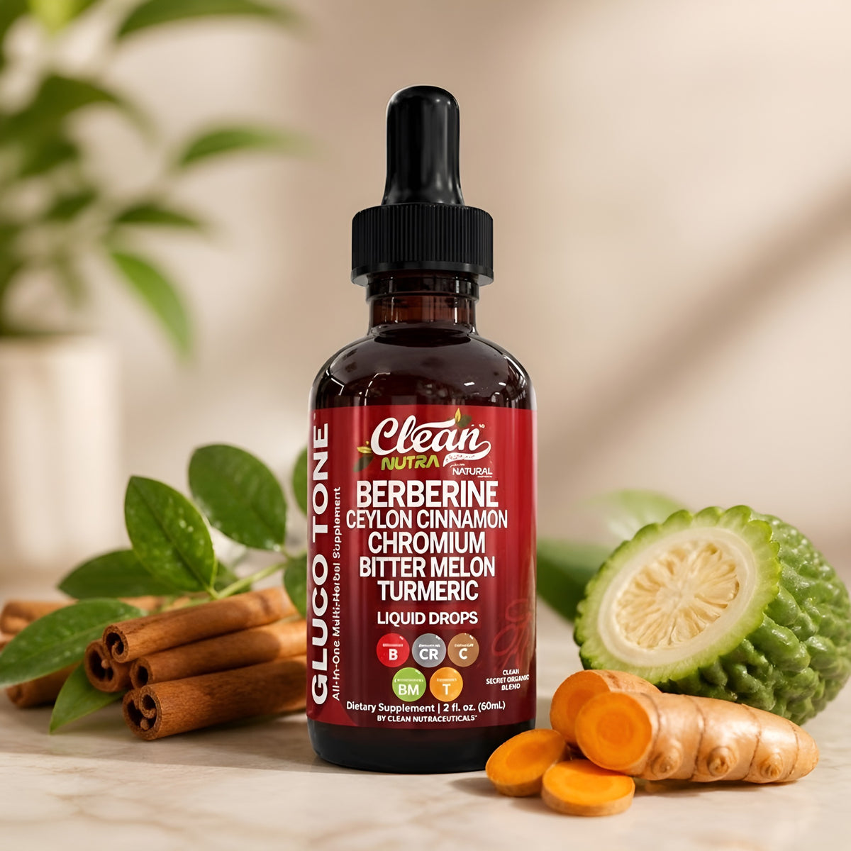 Gotas Gluco Tone · Berberina + Canela