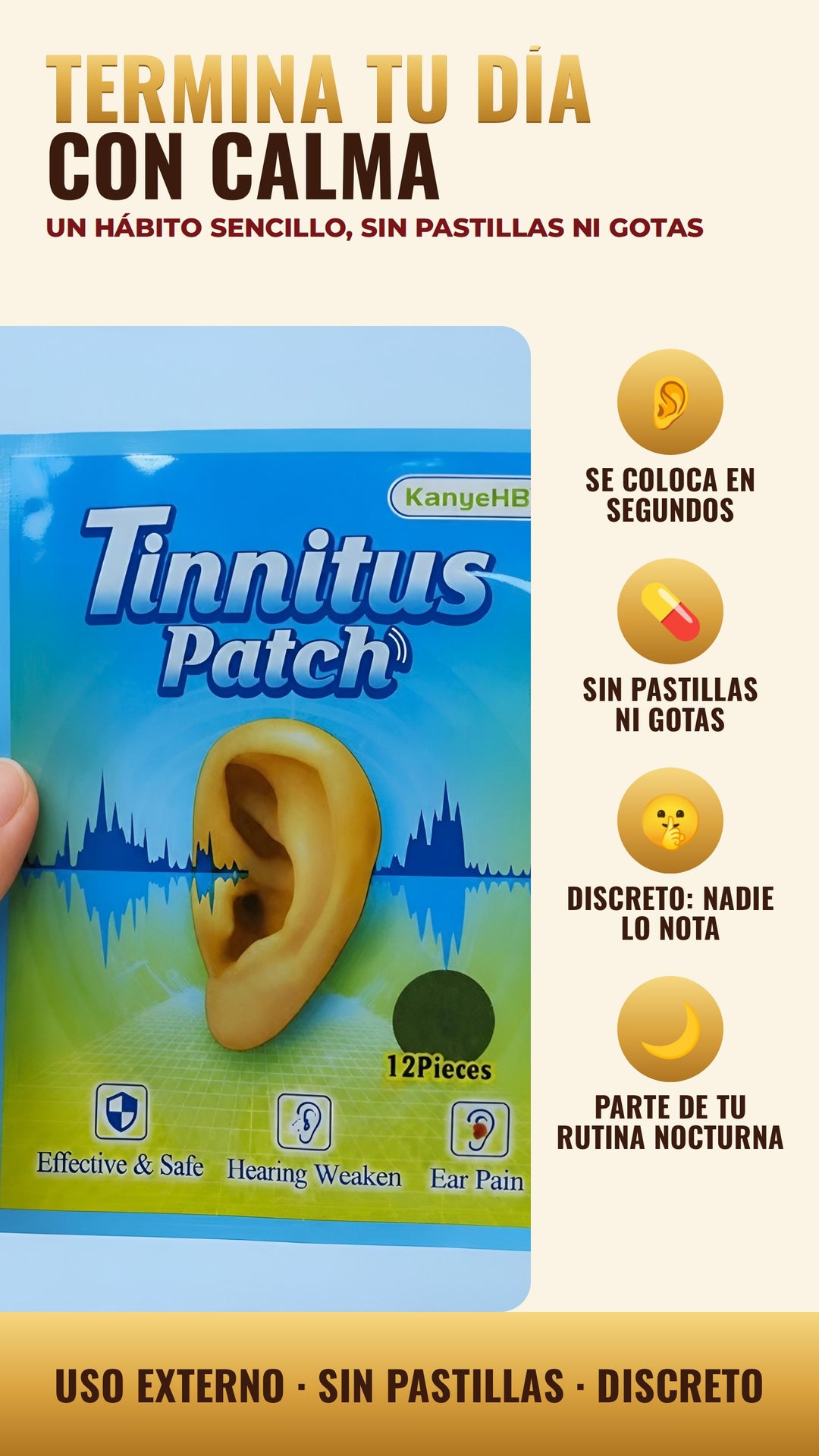 Beneficios Tinnitus Patch KanyeHB 12 parches